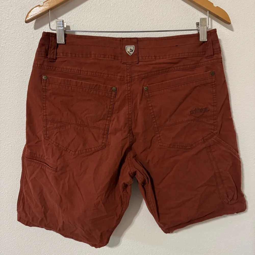 Kuhl Revolvr Shorts Red Brown Patinadye Cotton Gorpcore Outdoor UPF Casual-32